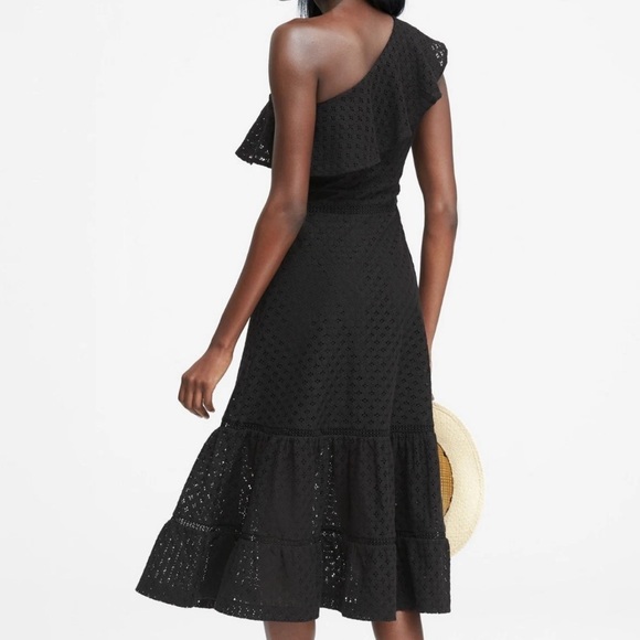 Banana Republic Black One-Shoulder Midi Dress - Picture 2 of 15